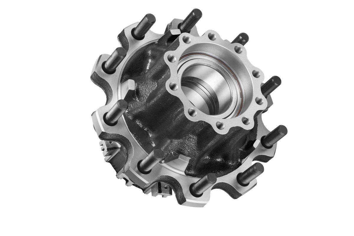 Rastgar pre-adjusted wheel end, sectioned to show the bearing